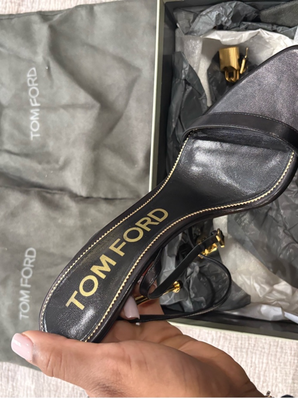 Tom Ford Padlock Heels- black and gold hardware